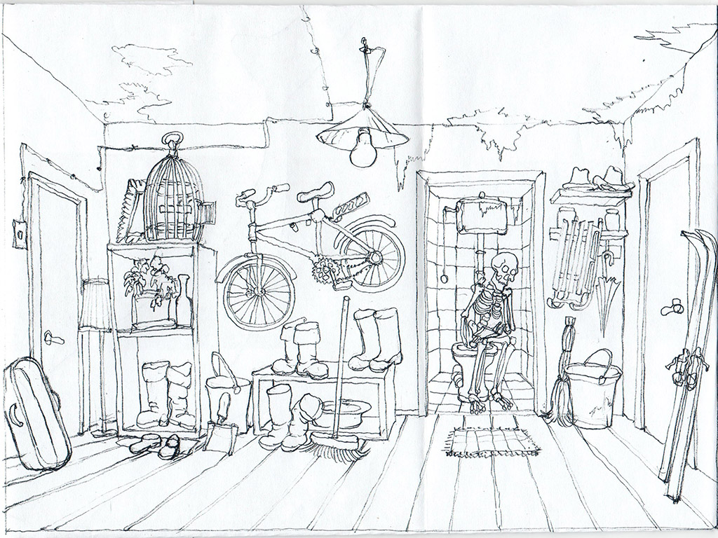 The entry room. The Ovcharenko's sketch for ZuZuZu mobile game.