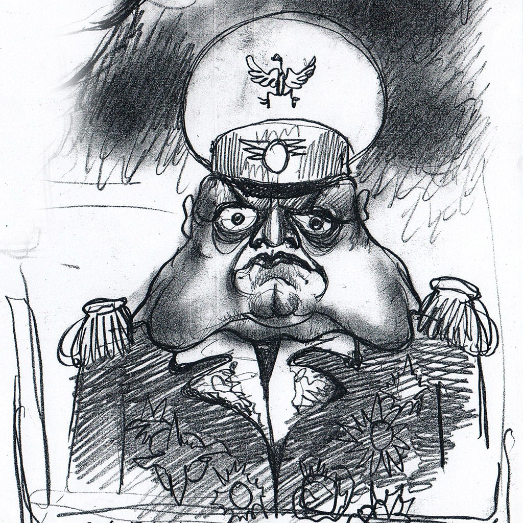 The portrait of unknown general. The Ovcharenko's sketch for ZuZuZu mobile game.